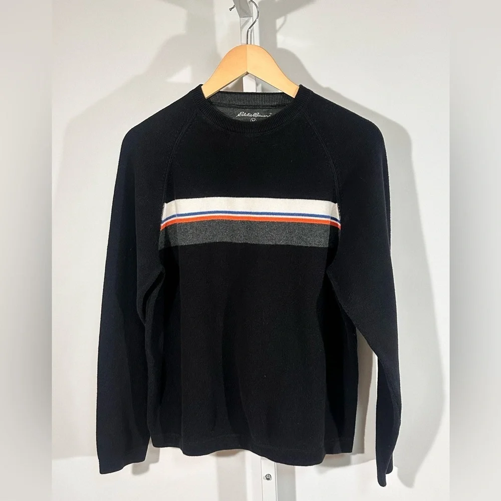 90’s Hong Kong Eddie Bauer Knit Stripe Crewneck – Vintage Soft Thick Cotton (M) - Picture 1 of 6
